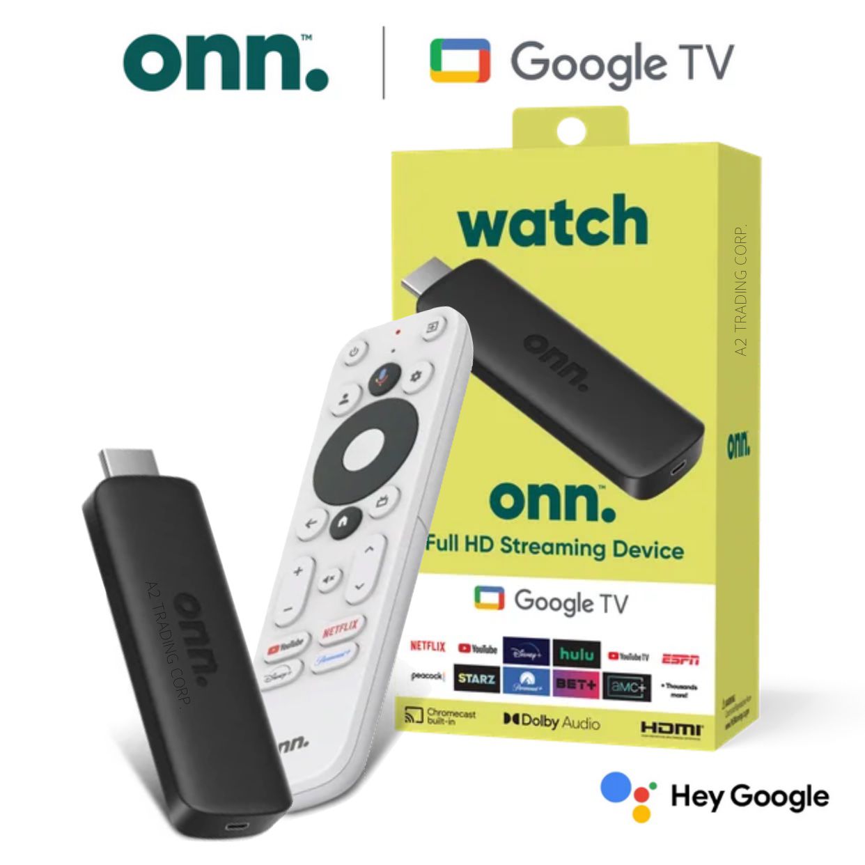 CONVERTIDOR WATCH ONN STICK FULL HD GOOGLE TV HDMI Dolby Audio Chromecast