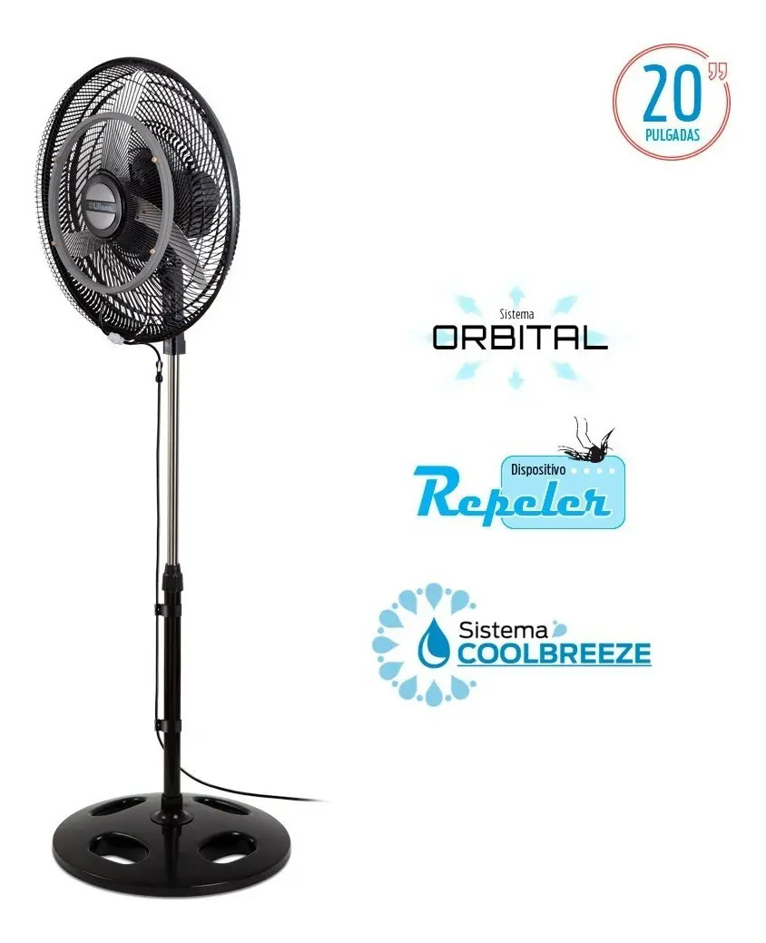 Ventilador De Pie 20 Orbital Coolbreeze - 3 Palas De Metal Color Plateado Estructura Negro - Vpm2016cb 50.8 Cm - Imagen 2