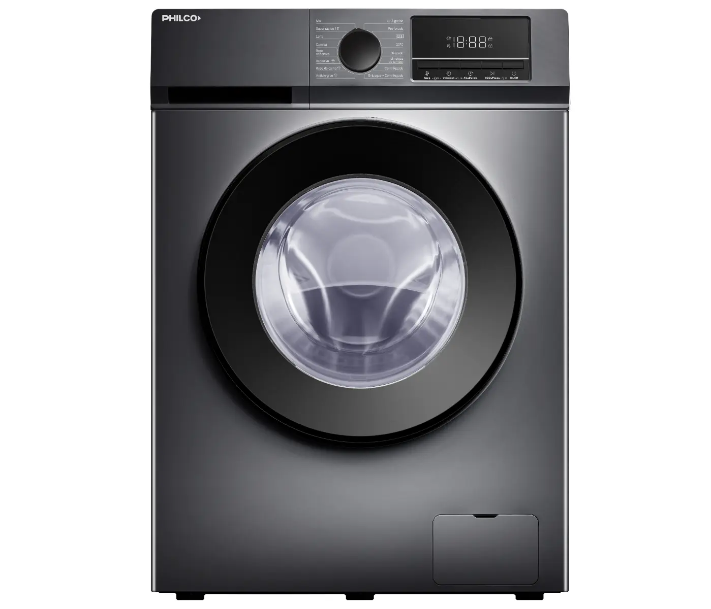 LAVARROPA PHILCO PHLF111DGN2 11kg 1400rpm INVERTER GRIS FRONTAL 16P